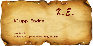 Klupp Endre névjegykártya