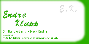 endre klupp business card
